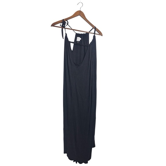 Anthropologie HD in Paris Charcoal Dark Gray Ribbed Jacinta Wide Leg Jumpsuit - Picture 3 of 7